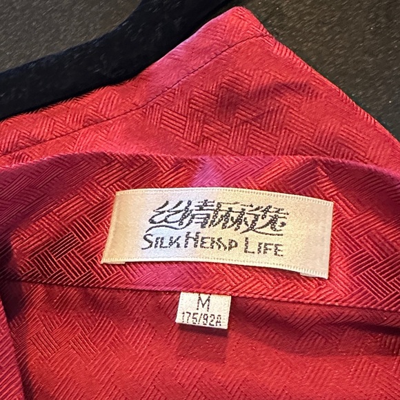 Silk Hemp Life Red Silk Satin Button-Up Pajama Top Button Down Shirt - Picture 2 of 12